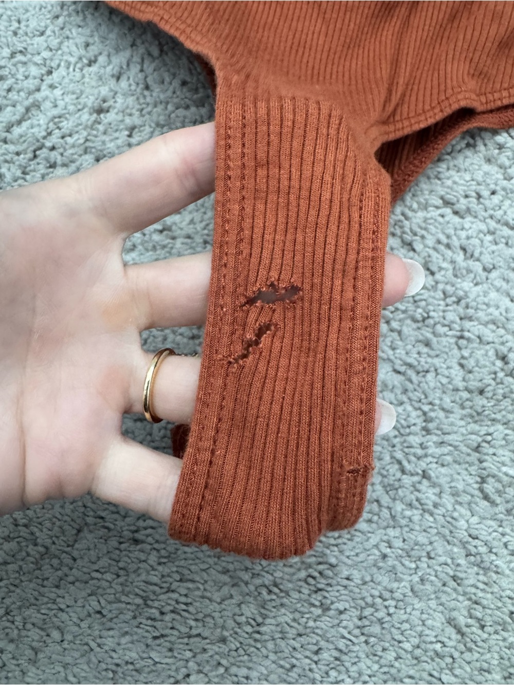 Lulu's Ribbed Rust One-Piece Bodysuit - Picture 3 of 5